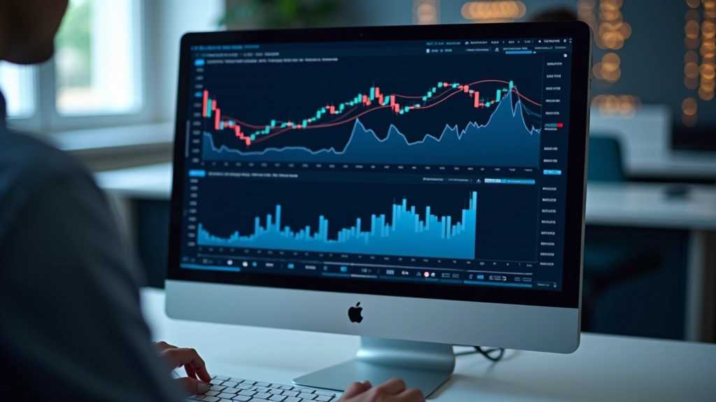 Finanzielle Diagramme und Charts auf einem Desktop-Monitor in einem Büro